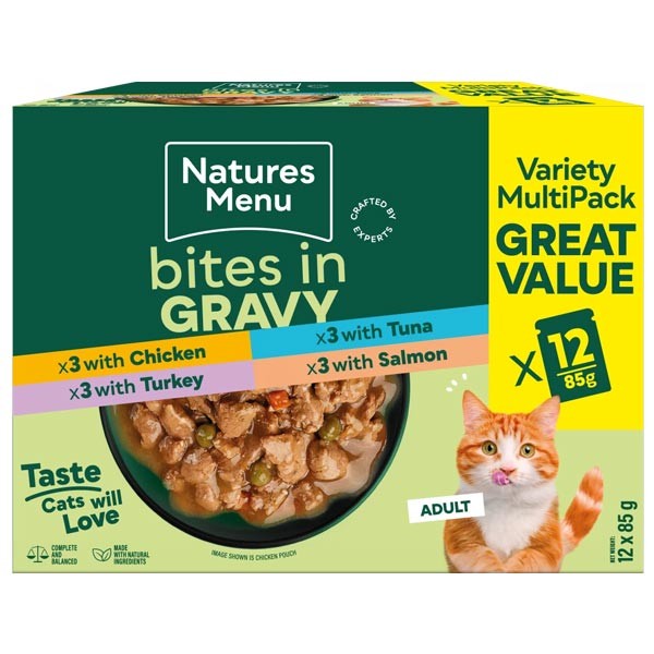 Natures Menu Bites In Gravy Multi 12 X 85G 1 Natures Menu Bites In Gravy Multi 12 X 85G
