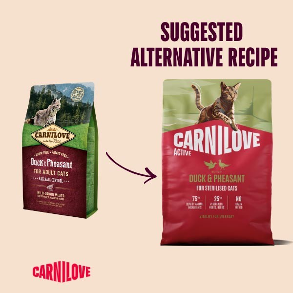 Carnilove Active Duck & Pheasant Adult 2kg Dry Cat Food 2 Carnilove Active Duck & Pheasant Adult 2kg Dry Cat Food - Image 2