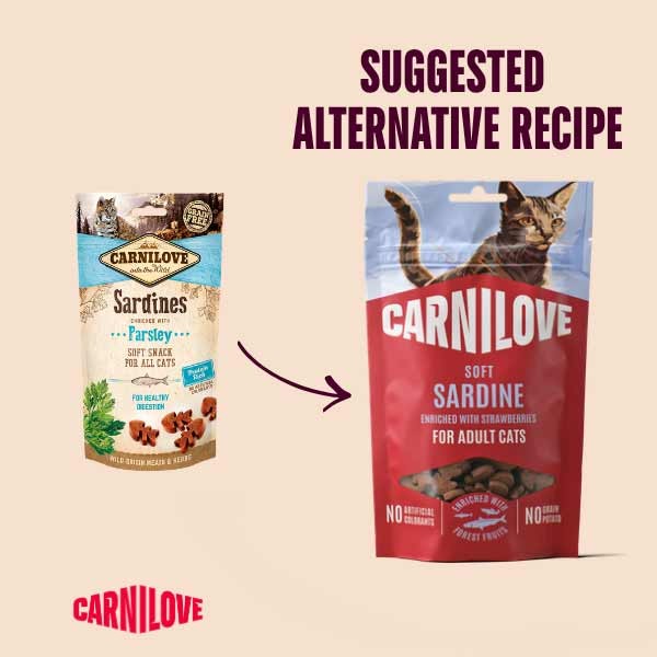 Carnilove Soft Snack Sardine with Strawberry 50g Cat Treat 2 Carnilove Soft Snack Sardine with Strawberry 50g Cat Treat - Image 2