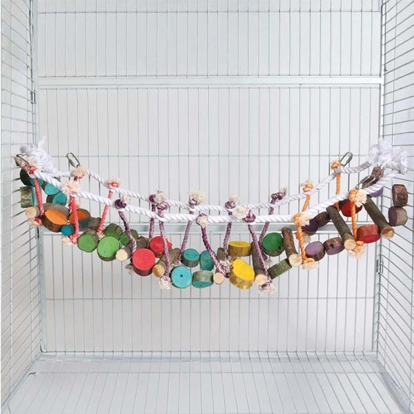 Northern Parrot Jungle Wood & Rope Ladder Parrot Toy 1 Northern Parrot Jungle Wood & Rope Ladder Parrot Toy