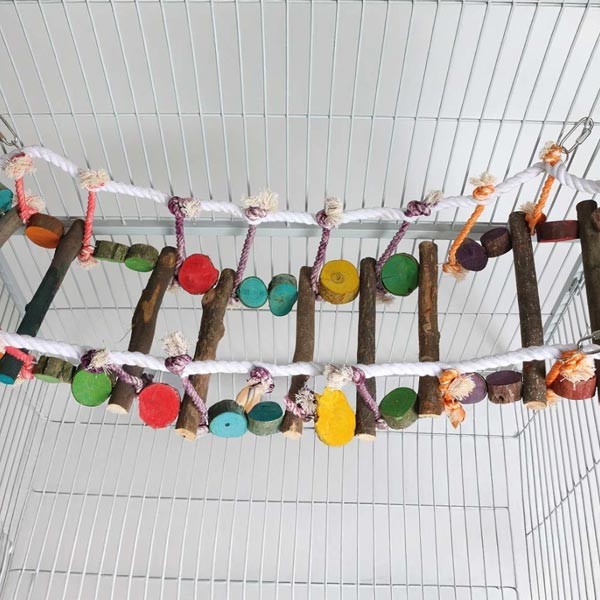 Northern Parrot Jungle Wood & Rope Ladder Parrot Toy 2 Northern Parrot Jungle Wood & Rope Ladder Parrot Toy - Image 2