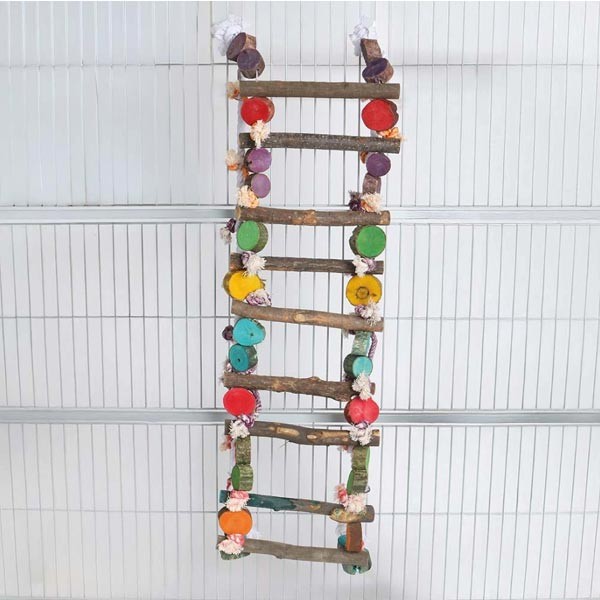 Northern Parrot Jungle Wood & Rope Ladder Parrot Toy 3 Northern Parrot Jungle Wood & Rope Ladder Parrot Toy - Image 3