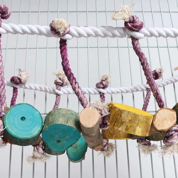Northern Parrot Jungle Wood & Rope Ladder Parrot Toy 5 Northern Parrot Jungle Wood & Rope Ladder Parrot Toy - Image 5