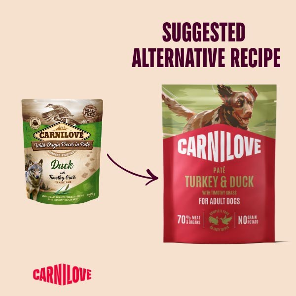 Carnilove Turkey & Duck with Timothy Grass 300g Pouch Wet Dog Food 2 Carnilove Turkey & Duck with Timothy Grass 300g Pouch Wet Dog Food - Image 2