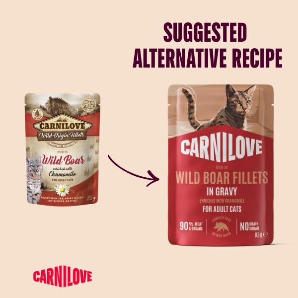 Carnilove Wild Boar with Chamomile 85g Pouch Wet Cat Food 2 Carnilove Wild Boar with Chamomile 85g Pouch Wet Cat Food - Image 2