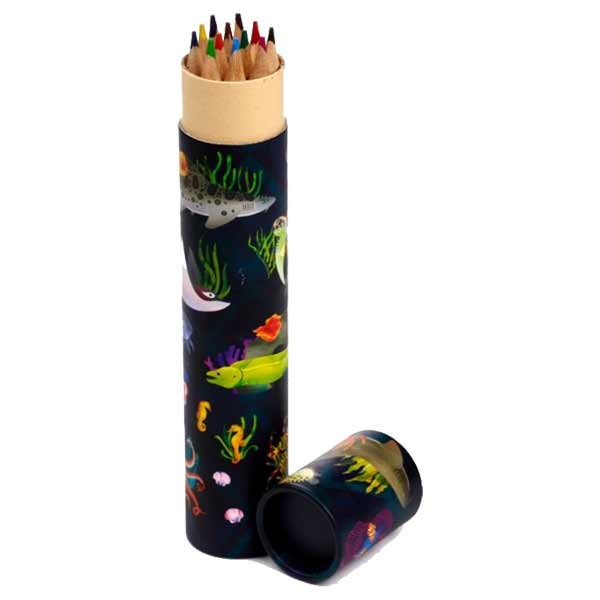 Marine Kingdom Large Pencil Pot with 12 Colouring Pencils 2 Marine Kingdom Large Pencil Pot with 12 Colouring Pencils - Image 2