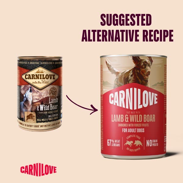 Carnilove Lamb & Wild Boar Adult 400g Canned Wet Dog Food 2 Carnilove Lamb & Wild Boar Adult 400g Canned Wet Dog Food - Image 2