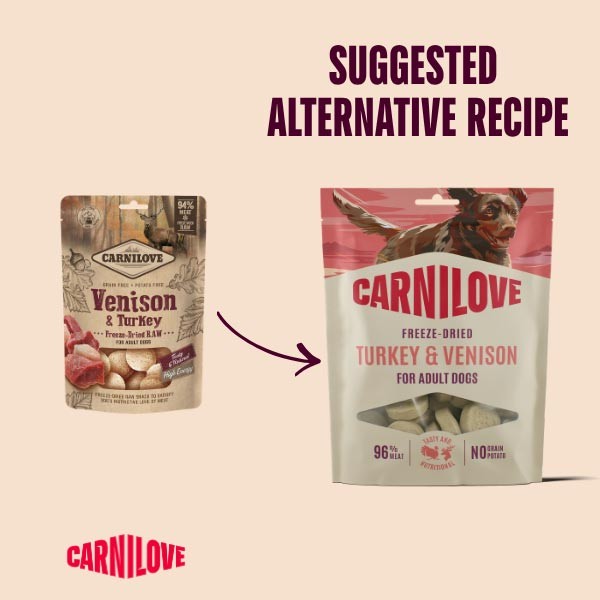 Carnilove Freeze-Dried Turkey & Venison Dog Treat 60g 2 Carnilove Freeze-Dried Turkey & Venison Dog Treat 60g - Image 2