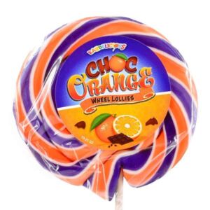 McAdams Kandelicious Large Wheel Chocolate Orange Lollipop 75g