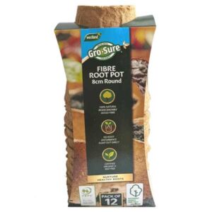Gro-Sure Fibre Pots Round 8cm 12 Pack