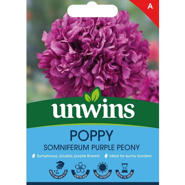 Unwins Poppy Somniferum Purple Peony Seeds